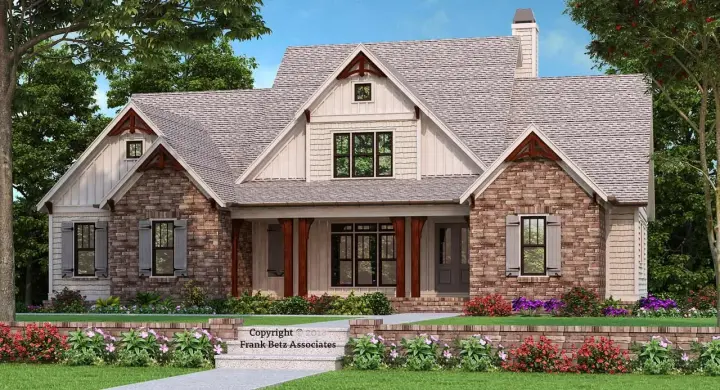Modern Farmhouse house plans 85-127 - front exterior, 2,743 sq ft, 4 bed, 3 bath house plans | Monster House Plans