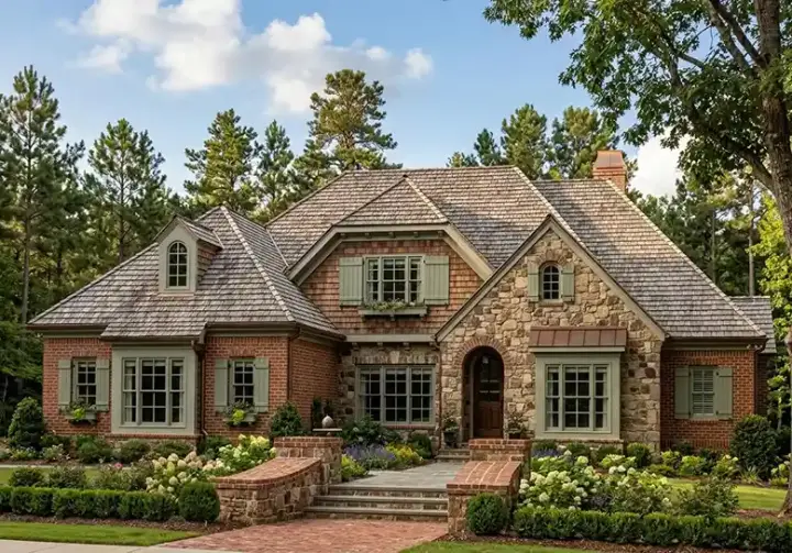 English Country house plans 85-145 - front exterior, 3,942 sq ft, 5 bed, 5 bath house plans | Monster House Plans