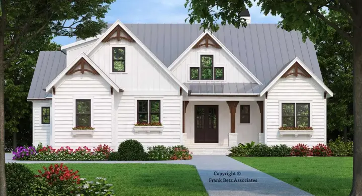 Modern Farmhouse house plans 85-159 - front exterior, 2,205 sq ft, 4 bed, 2 bath house plans | Monster House Plans