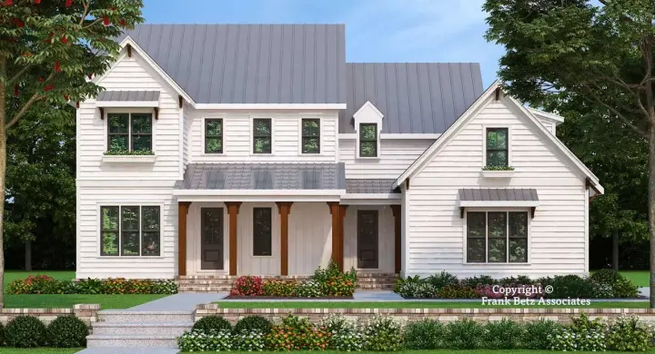 Modern Farmhouse house plans 85-162 - front exterior, 2,760 sq ft, 4 bed, 5 bath house plans | Monster House Plans