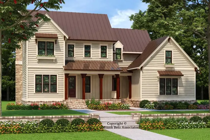 Modern Farmhouse house plans 85-163 - front exterior, 2,545 sq ft, 4 bed, 4 bath house plans | Monster House Plans
