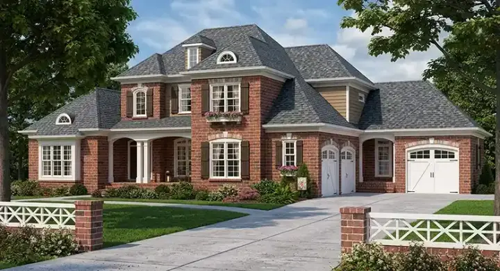 European house plans 85-171 - front exterior, 3,482 sq ft, 5 bed, 3 bath house plans | Monster House Plans