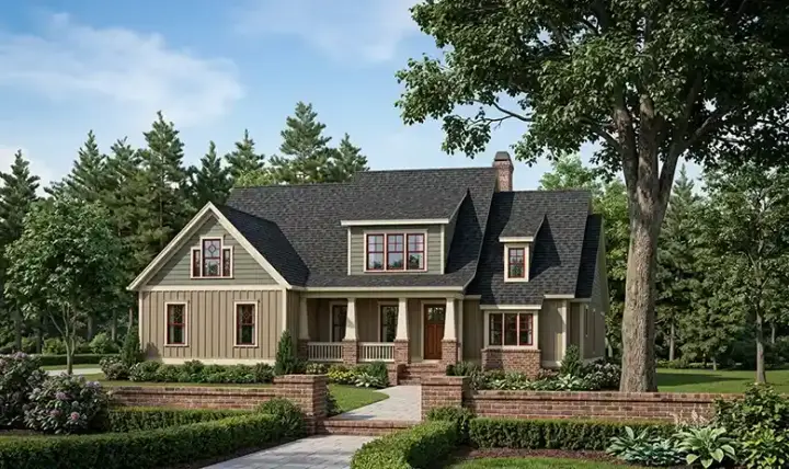 Bungalow house plans 85-179 - front exterior, 2,855 sq ft, 5 bed, 3 bath house plans | Monster House Plans