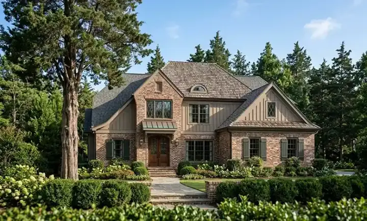 Tudor house plans 85-195 - front exterior, 2,413 sq ft, 4 bed, 3 bath house plans | Monster House Plans