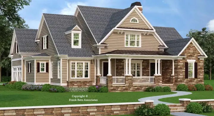 Modern Farmhouse house plans 85-196 - front exterior, 3,316 sq ft, 4 bed, 4 bath house plans | Monster House Plans