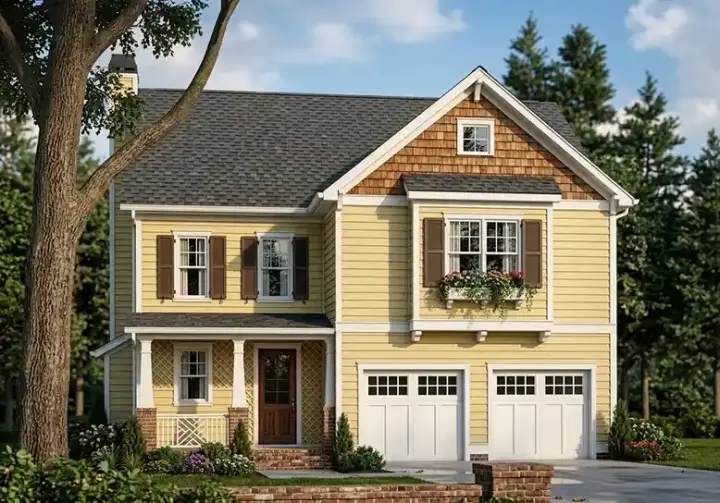 Traditional house plans 85-197 - front exterior, 2,044 sq ft, 4 bed, 2 bath house plans | Monster House Plans