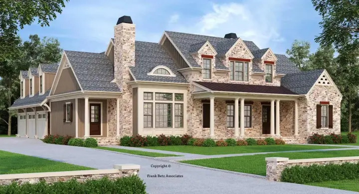 English Country house plans 85-211 - front exterior, 3,306 sq ft, 4 bed, 3 bath house plans | Monster House Plans