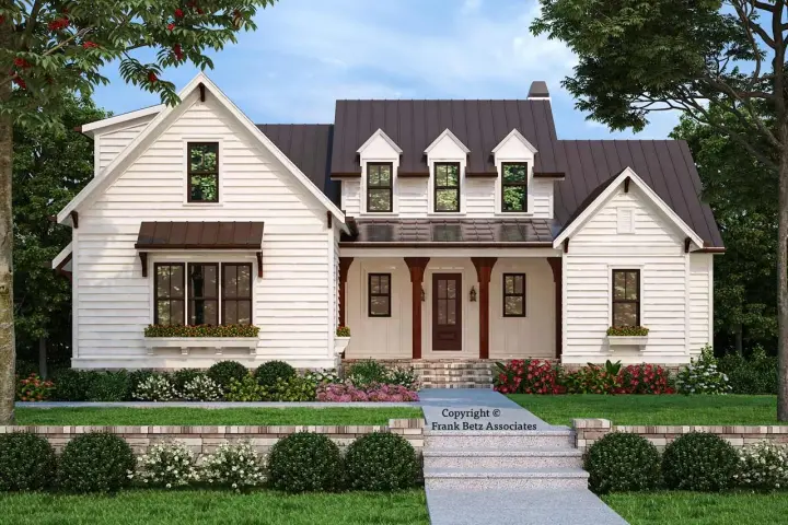 Modern Farmhouse house plans 85-220 - front exterior, 2,744 sq ft, 4 bed, 3 bath house plans | Monster House Plans