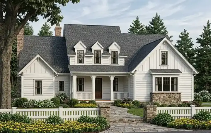 Modern Farmhouse house plans 85-224 - front exterior, 2,667 sq ft, 3 bed, 3 bath house plans | Monster House Plans