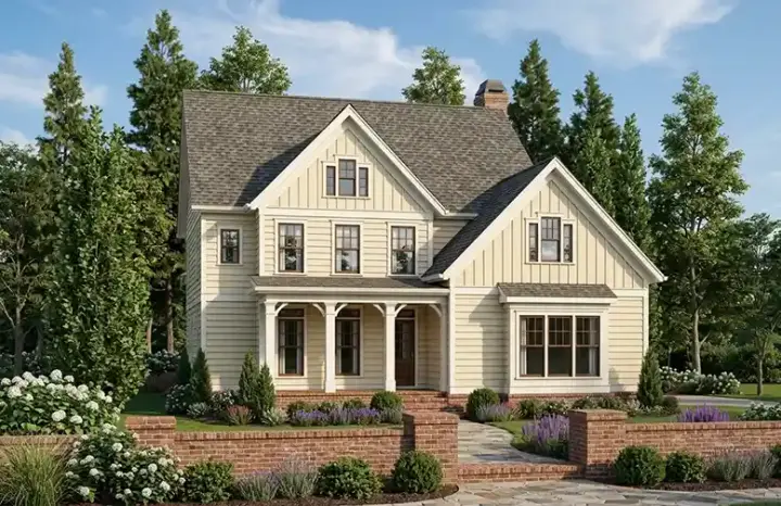 Farmhouse house plans 85-232 - front exterior, 2,112 sq ft, 4 bed, 2 bath house plans | Monster House Plans