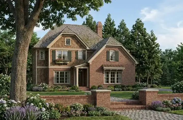 Cottage house plans 85-233 - front exterior, 2,117 sq ft, 4 bed, 2 bath house plans | Monster House Plans