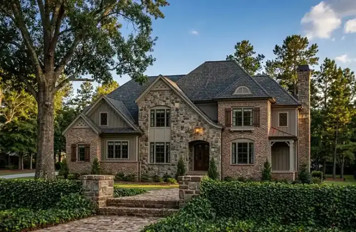 French Country house plans 85-253 - front exterior, 3,633 sq ft, 4 bed, 4 bath house plans | Monster House Plans
