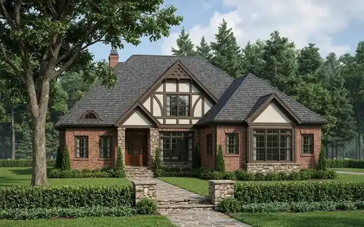 English Country house plans 85-259 - front exterior, 2,339 sq ft, 4 bed, 3 bath house plans | Monster House Plans