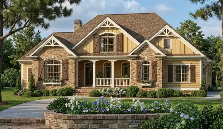 Cottage house plans 85-265 - front exterior, 2,677 sq ft, 5 bed, 4 bath house plans | Monster House Plans