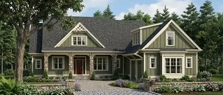Craftsman house plans 85-278 - front exterior, 2,870 sq ft, 3 bed, 3 bath house plans | Monster House Plans