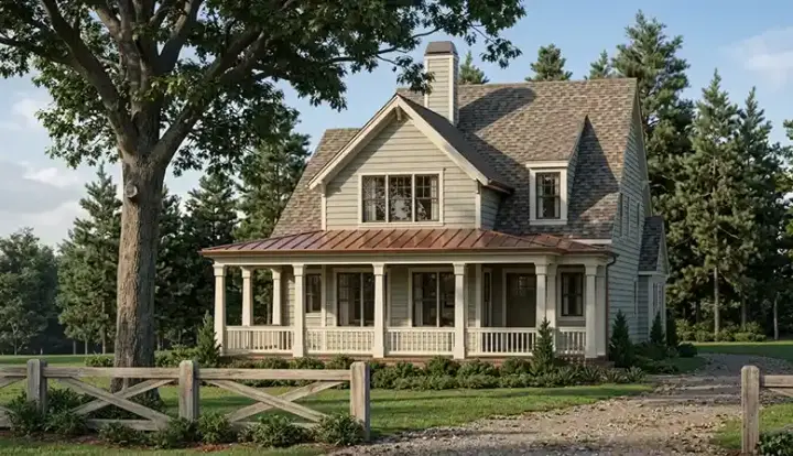 Farmhouse house plans 85-279 - front exterior, 2,202 sq ft, 3 bed, 2 bath house plans | Monster House Plans