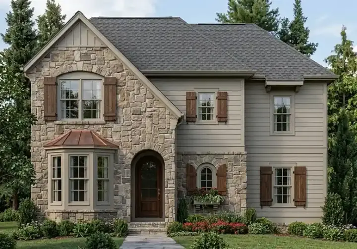 European house plans 85-291 - front exterior, 2,801 sq ft, 4 bed, 3 bath house plans | Monster House Plans