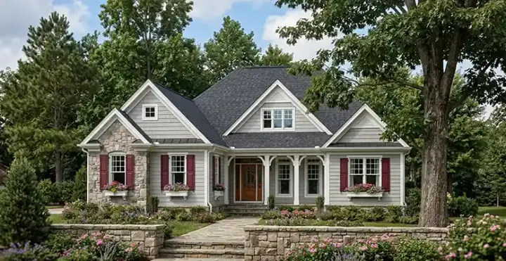 Country house plans 85-356 - front exterior, 2,034 sq ft, 3 bed, 2 bath house plans | Monster House Plans