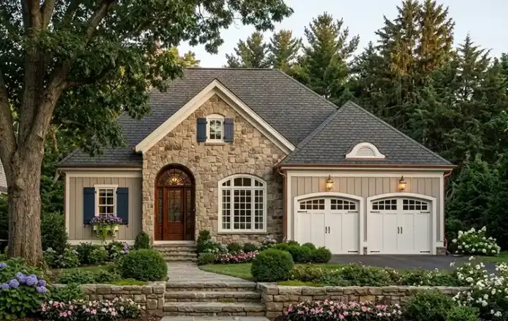 European house plans 85-407 - front exterior, 3,649 sq ft, 4 bed, 4 bath house plans | Monster House Plans