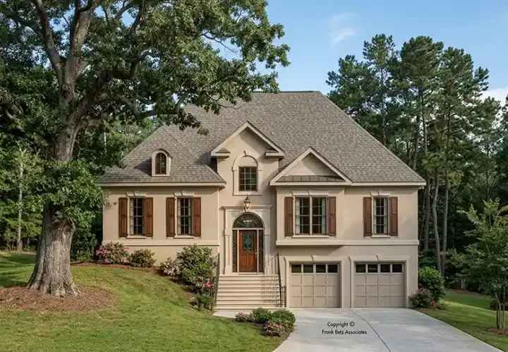 European house plans 85-423 - front exterior, 1,609 sq ft, 3 bed, 2 bath house plans | Monster House Plans