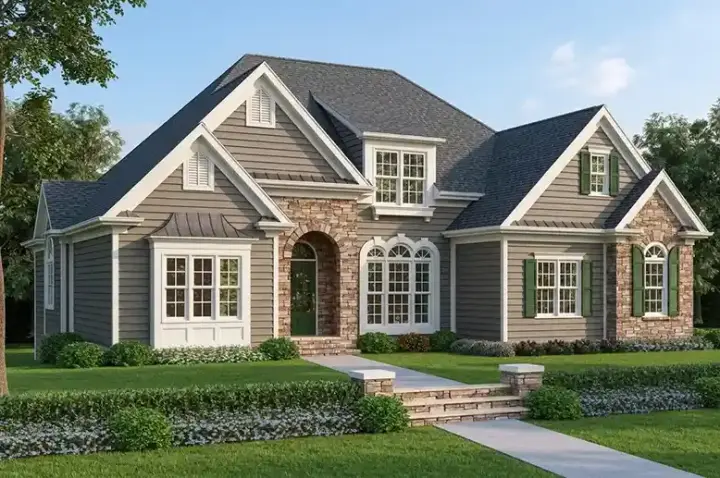 Bungalow house plans 85-424 - front exterior, 2,616 sq ft, 4 bed, 3 bath house plans | Monster House Plans