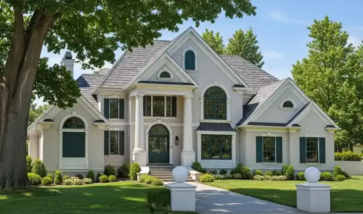 European house plans 85-456 - front exterior, 4,362 sq ft, 4 bed, 3 bath house plans | Monster House Plans