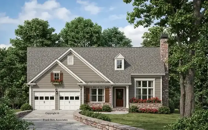 Traditional house plans 85-457 - front exterior, 1,287 sq ft, 3 bed, 2 bath house plans | Monster House Plans