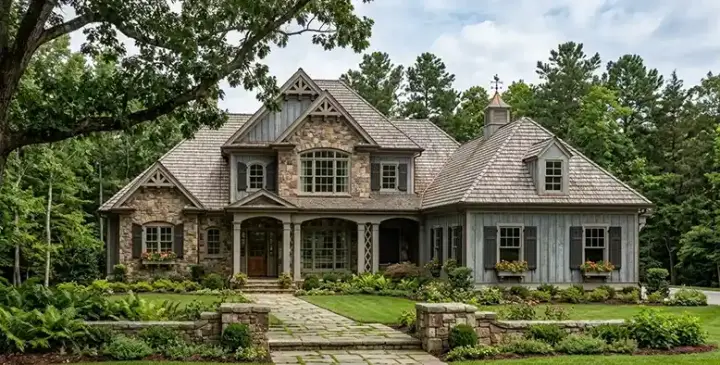Cottage house plans 85-465 - front exterior, 3,708 sq ft, 4 bed, 4 bath house plans | Monster House Plans