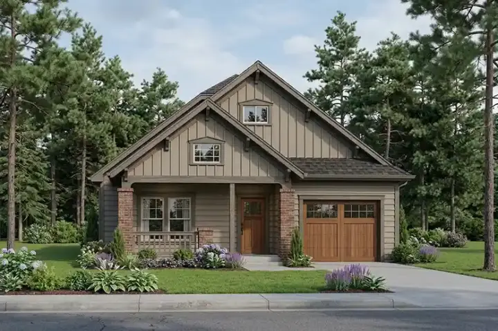 Craftsman house plans 85-467 - front exterior, 1,502 sq ft, 2 bed, 2 bath house plans | Monster House Plans