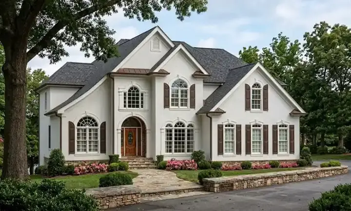 European house plans 85-468 - front exterior, 2,685 sq ft, 4 bed, 3 bath house plans | Monster House Plans