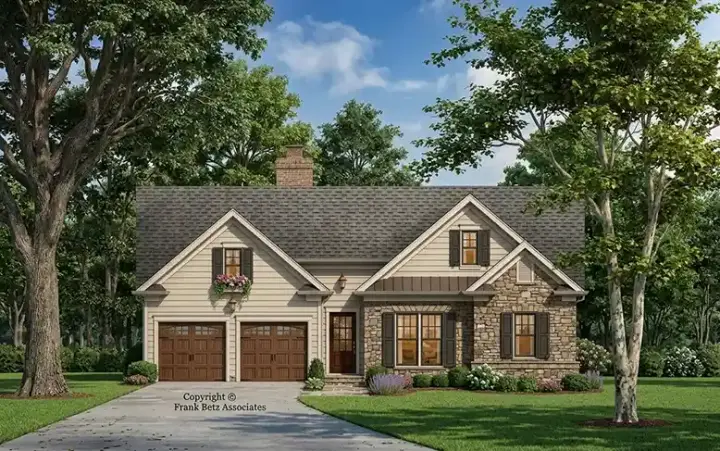Traditional house plans 85-486 - front exterior, 1,185 sq ft, 3 bed, 2 bath house plans | Monster House Plans