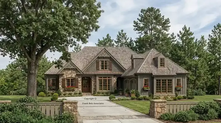 Cottage house plans 85-487 - front exterior, 2,066 sq ft, 3 bed, 2 bath house plans | Monster House Plans