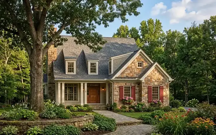 Cottage house plans 85-511 - front exterior, 1,589 sq ft, 3 bed, 2 bath house plans | Monster House Plans