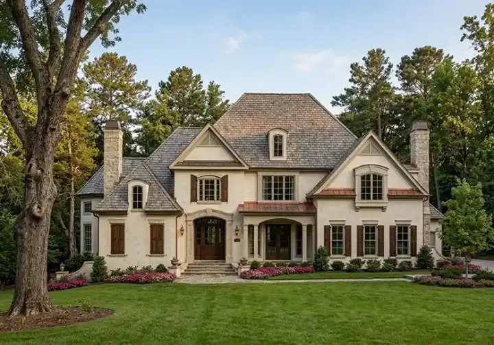 European house plans 85-513 - front exterior, 3,811 sq ft, 4 bed, 3 bath house plans | Monster House Plans