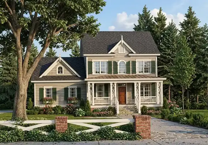 Cottage house plans 85-518 - front exterior, 1,563 sq ft, 3 bed, 2 bath house plans | Monster House Plans