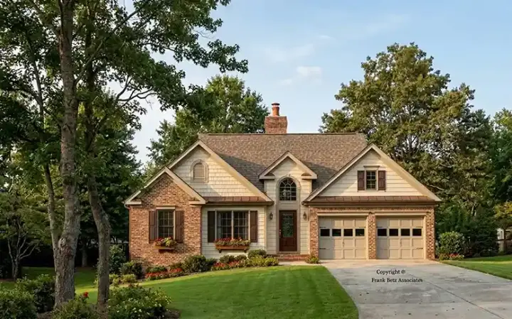 Traditional house plans 85-545 - front exterior, 1,338 sq ft, 3 bed, 2 bath house plans | Monster House Plans