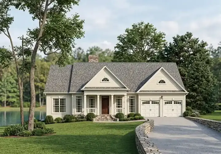 Traditional house plans 85-547 - front exterior, 2,056 sq ft, 4 bed, 2 bath house plans | Monster House Plans