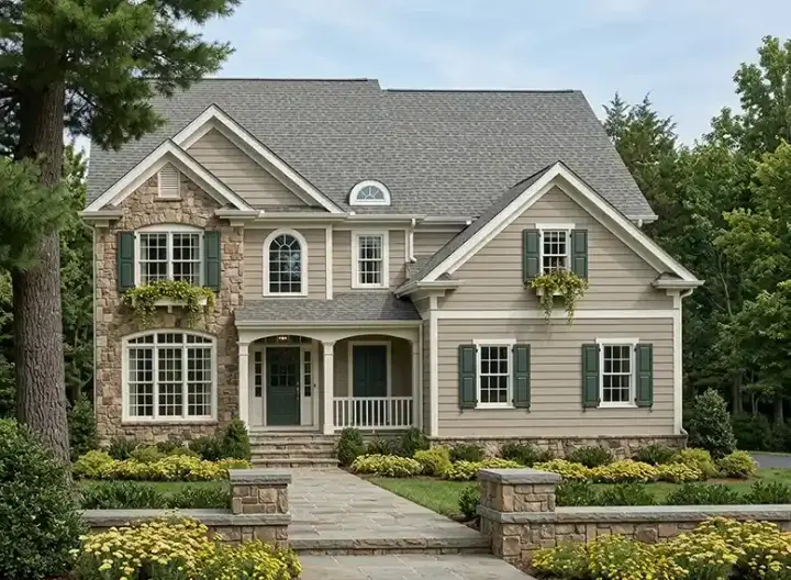 Traditional house plans 85-552 - front exterior, 2,266 sq ft, 4 bed, 5 bath house plans | Monster House Plans