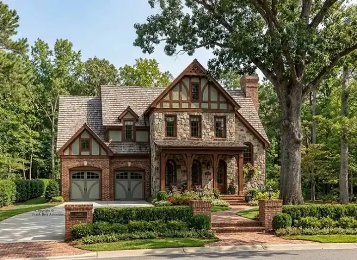 Tudor house plans 85-555 - front exterior, 3,204 sq ft, 4 bed, 4 bath house plans | Monster House Plans
