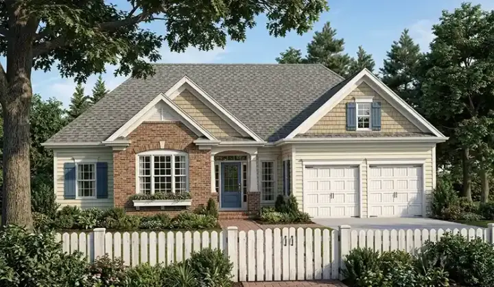 Traditional house plans 85-573 - front exterior, 1,591 sq ft, 3 bed, 2 bath house plans | Monster House Plans