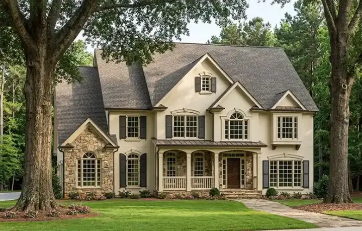 European house plans 85-594 - front exterior, 2,840 sq ft, 4 bed, 3 bath house plans | Monster House Plans