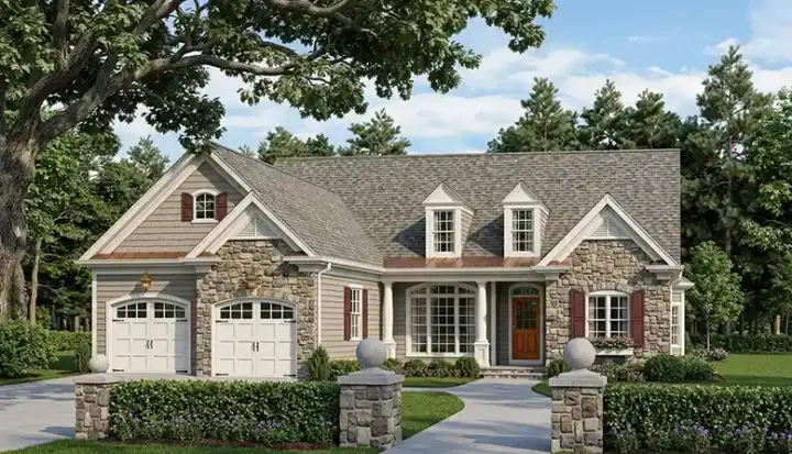 Country house plans 85-598 - front exterior, 1,637 sq ft, 3 bed, 2 bath house plans | Monster House Plans