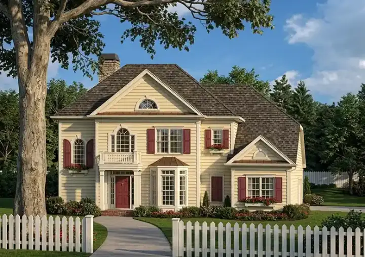Georgian house plans 85-653 - front exterior, 2,278 sq ft, 4 bed, 3 bath house plans | Monster House Plans