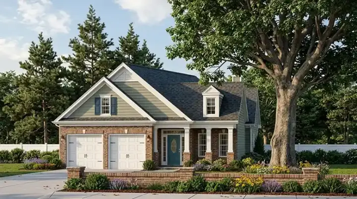 Cottage house plans 85-662 - front exterior, 1,546 sq ft, 2 bed, 2 bath house plans | Monster House Plans