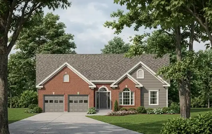 Traditional house plans 85-663 - front exterior, 1,441 sq ft, 3 bed, 2 bath house plans | Monster House Plans
