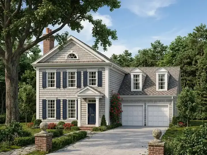 Georgian house plans 85-670 - front exterior, 1,491 sq ft, 3 bed, 2 bath house plans | Monster House Plans