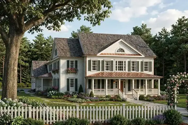 New England Colonial house plans 85-697 - front exterior, 2,902 sq ft, 5 bed, 4 bath house plans | Monster House Plans