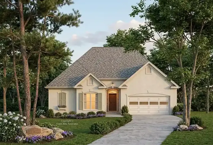 Traditional house plans 85-732 - front exterior, 1,361 sq ft, 3 bed, 2 bath house plans | Monster House Plans
