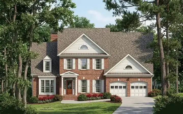 Early American house plans 85-747 - front exterior, 2,429 sq ft, 4 bed, 3 bath house plans | Monster House Plans