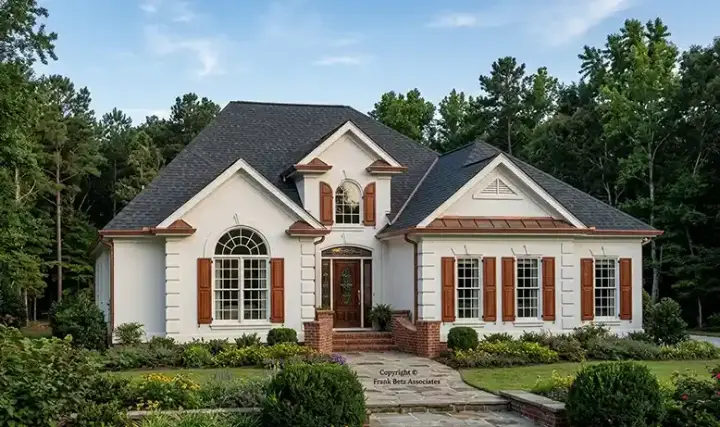 European house plans 85-919 - front exterior, 1,884 sq ft, 3 bed, 2 bath house plans | Monster House Plans
